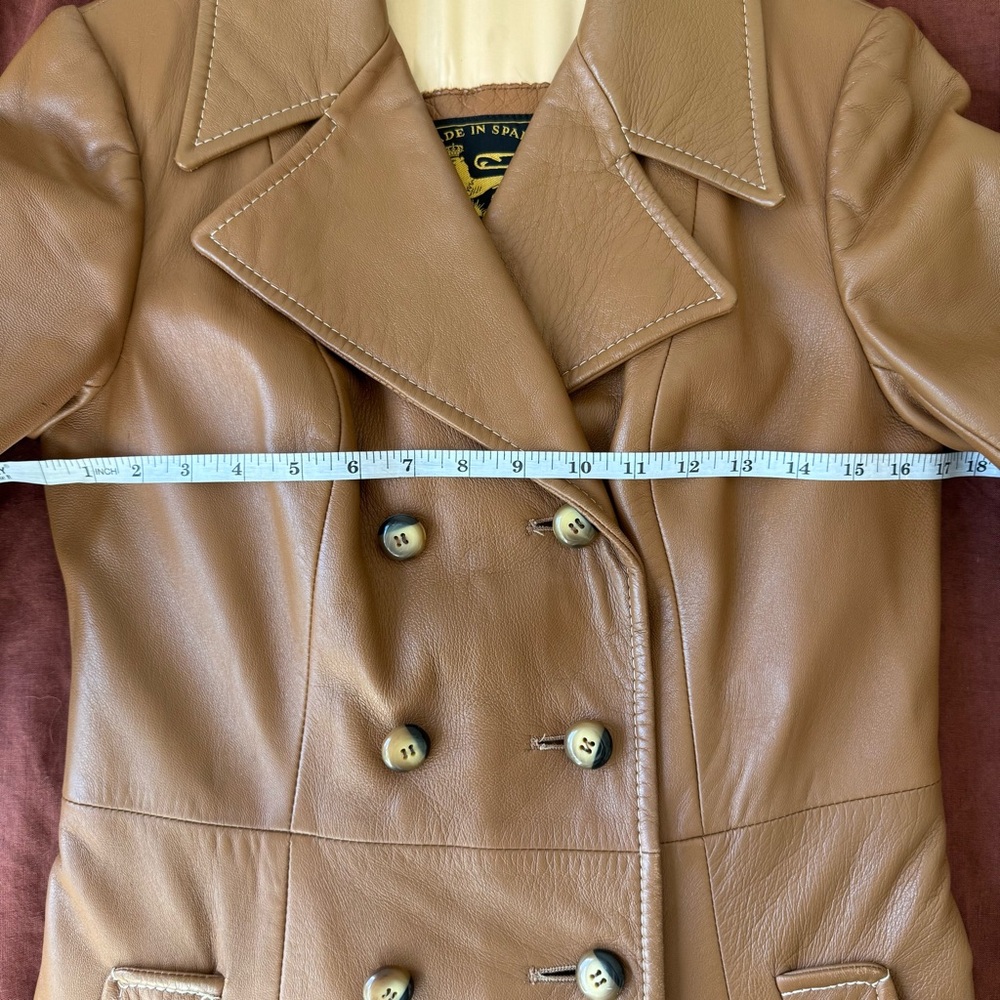 Induyco Vintage Genuine Leather Trench Coat Jacket - Picture 10 of 10